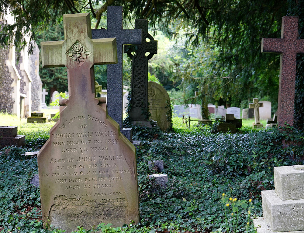 Close up shot of graveyard