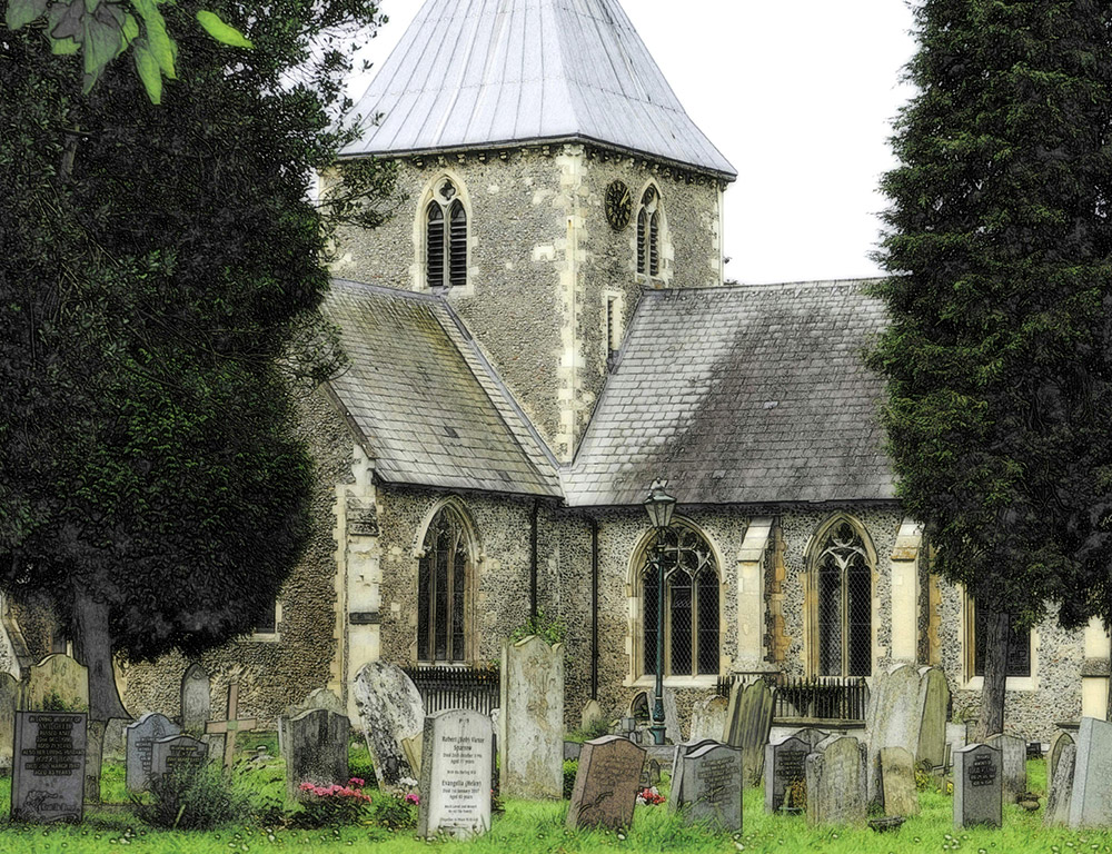 Cemetery with church