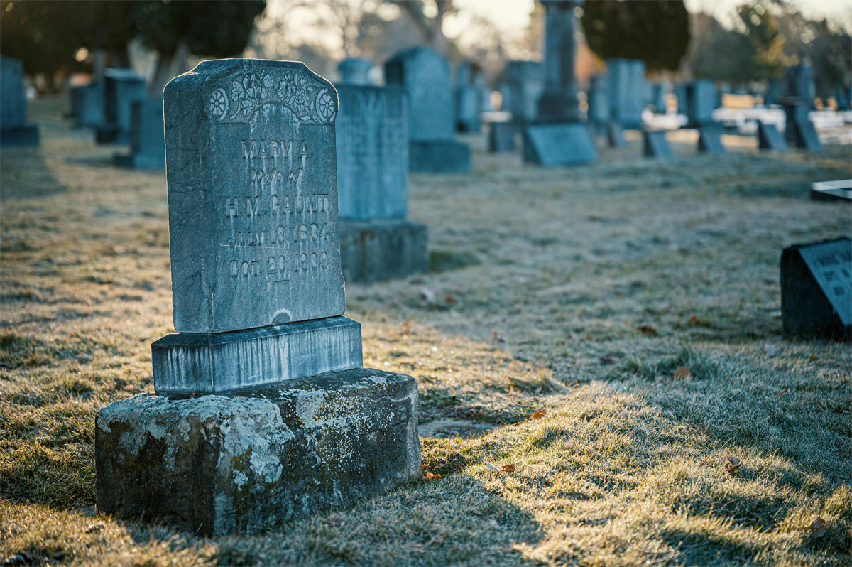 Old memorials in graveyard