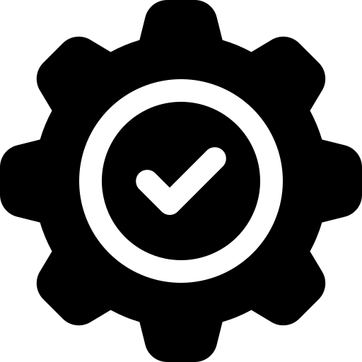 gear icon with tick in the middle