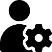 person and settings gear icon